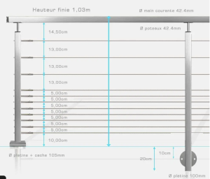 GUARDRAIL 11 STAINLESS STEEL CABLES SQUARE TUBE