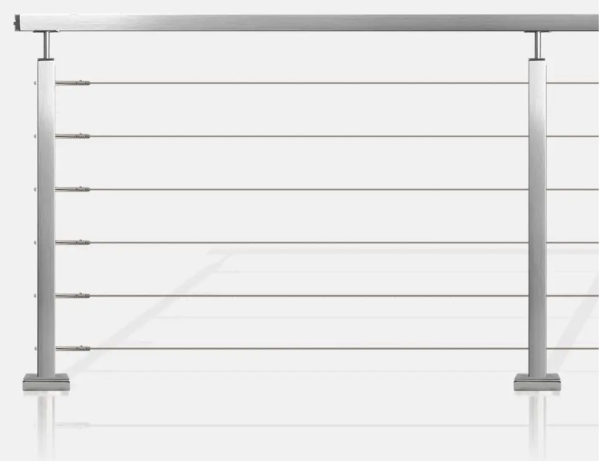 BARANDILLA DE TUBO CUADRADO DE ACERO INOXIDABLE DE 6 CABLES