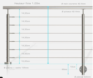 ROUND TUBE STAINLESS STEEL 6-CABLE GUARDRAIL