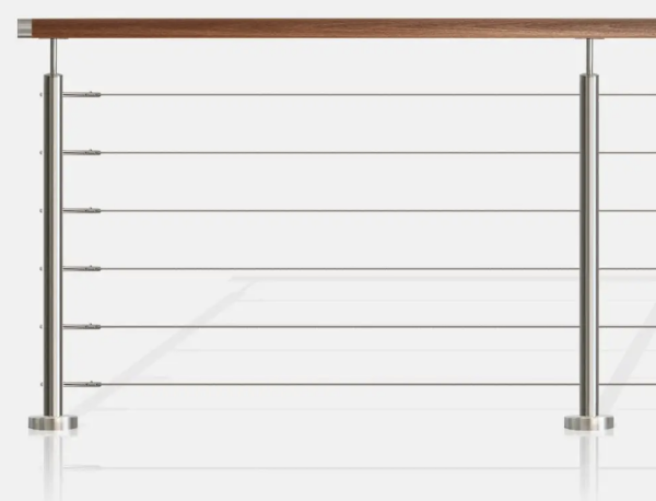 THE ROUND TUBE STAINLESS STEEL 6-CABLE GUARDRAIL.