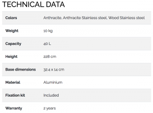 solar-shower-dada-straight-Technical Data