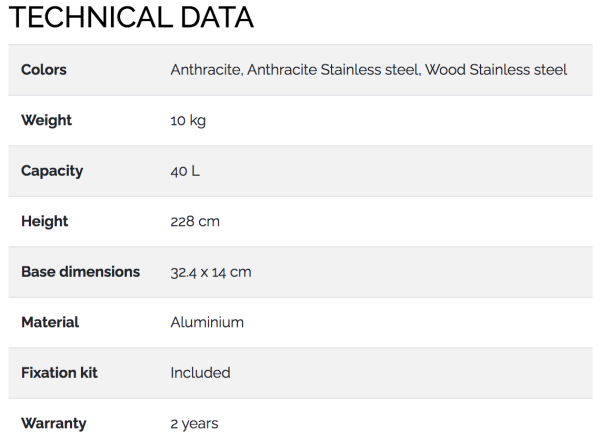 sol-dusch-dada-straight-Tekniska data