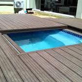 Mobile aluminum pool deck with motorized option