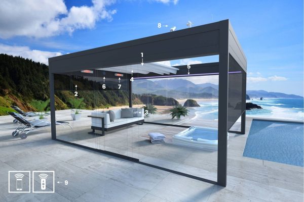 Pérgola bioclimática de aluminio
