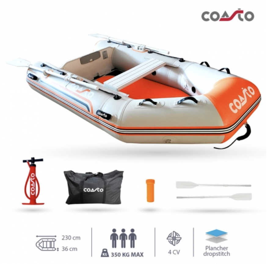 Coasto DS-230 båt anbud - 230 x 135cm - Lys grå