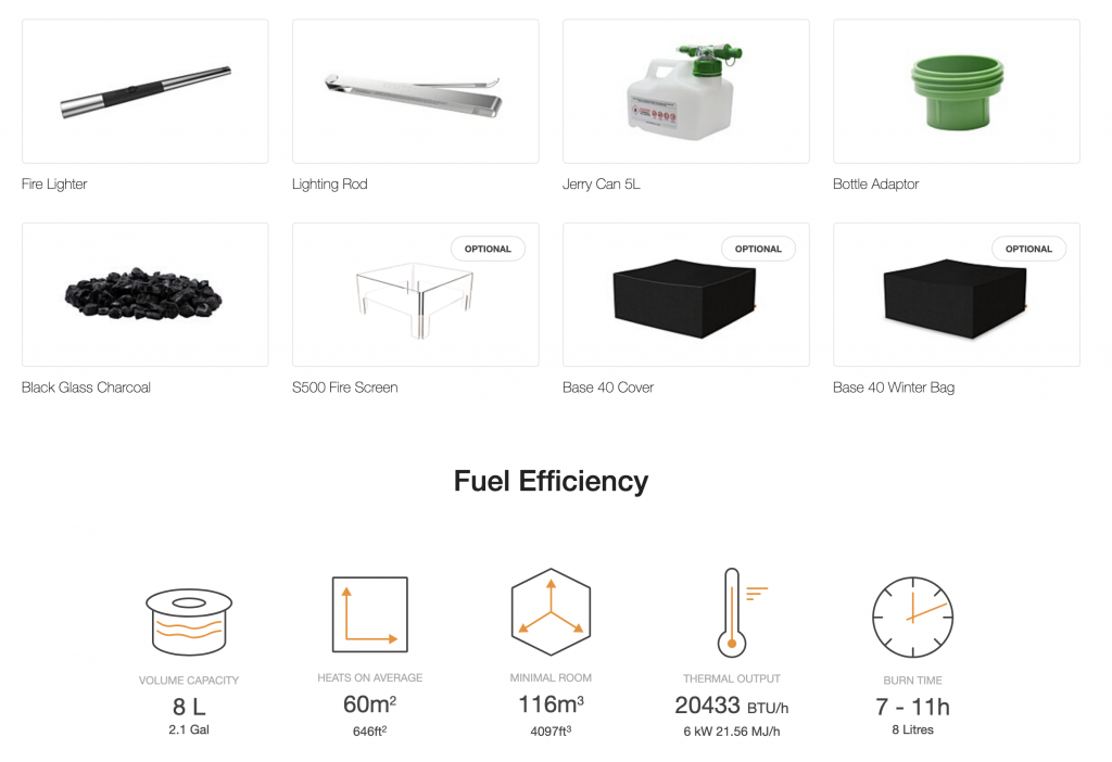 Base 40 Ecosmart fireplace table