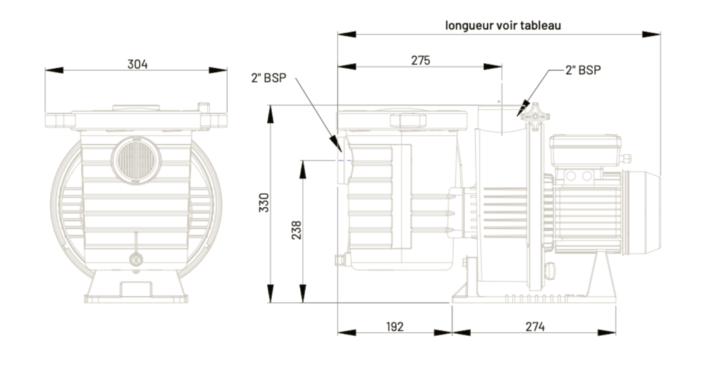 Dimensions Ultraflow plus pentair