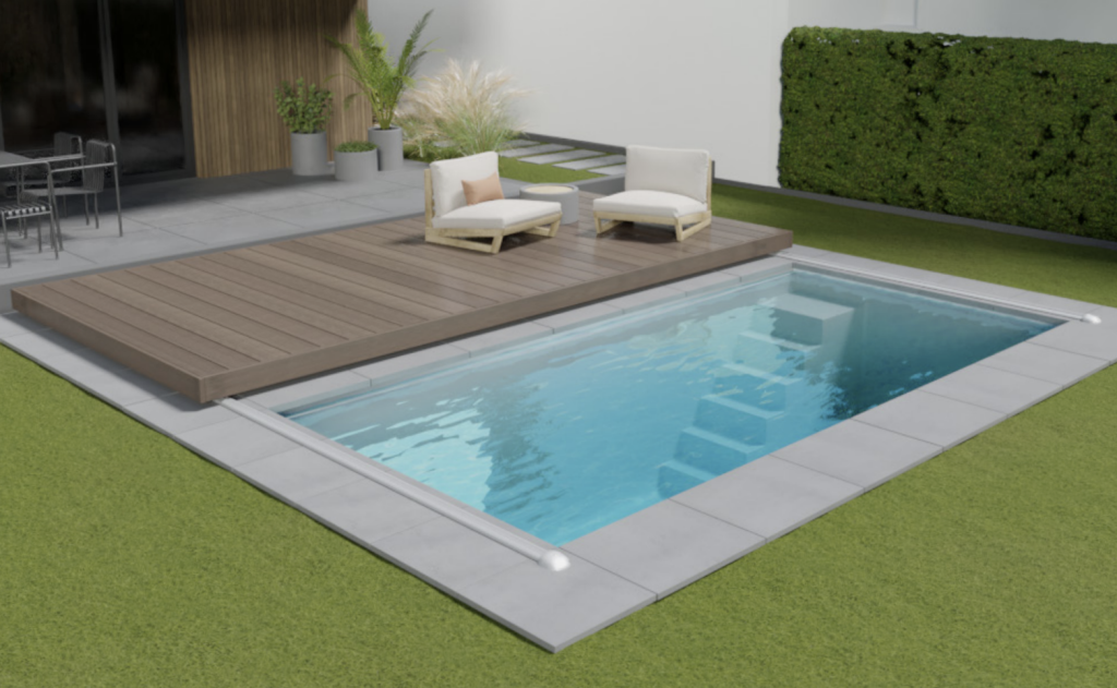 WaluDeck Flat - Terrasse mobile pour piscine à margelles plates ou sans margelles