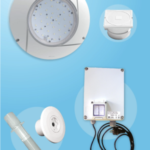 Kit 1 white LED projector with transformer and broom socket
