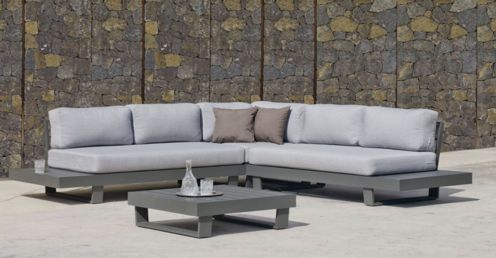 Garden furniture Sofa MENFIS-7 ANTHRACITE finish LIGHT GRAY fabrics MARILAN DRALON 