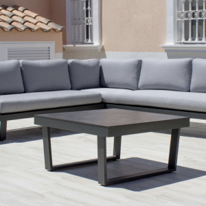 Gartenmöbel Sofa MENFIS Struktur ANTHRAZIT Stoff GRIS MARILAND CLAIR DRALON