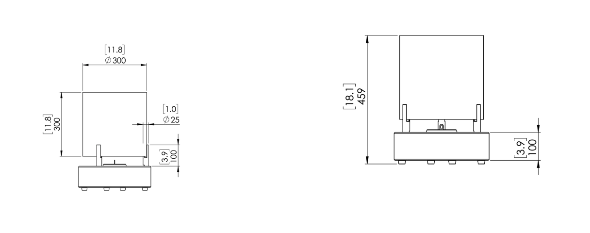 T-Lite 3 EcoSmart Fire designer fireplace - Ethanol Dimensions