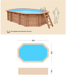 Blue Lagoon Above Ground Wooden Pool 563 x 352 x 124 cm