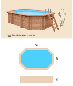 Piscina fuori terra in legno Blue Lagoon 563 x 352 x 124 cm