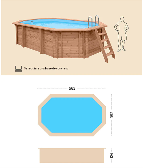 Piscine Hors Sol en Bois Blue Lagoon 563 X 352 X 124 cm