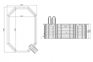 Sea Breeze Above Ground Wooden Pool 607 x 396 x 131 cm