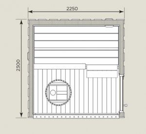 DIMENSIONS Harvia Legend SHL3499 sauna with electric stove and control panel