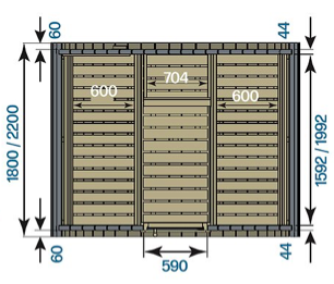 Dimensions Harvia Sauna Kammi 220