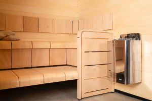 Calentador de sauna eléctrico Harvia The Wall Combi con unidad de control XENIO CX110C