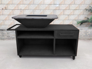 Barbecue avec meuble en acier noir EFP56RECT B
