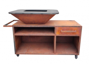 Churrasco com móveis de aço corten efp56rect c